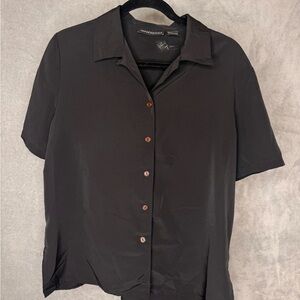 Impressions Black Lightweight Button-Front Top
